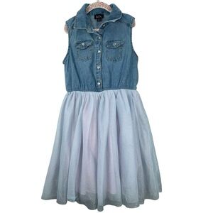 LILT Girls' Little  Denim to Mesh Dress 100% Cotton size 10/12